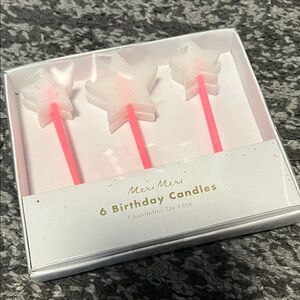Meri Meri pink and glitter star candles, set of 6 NEW!
